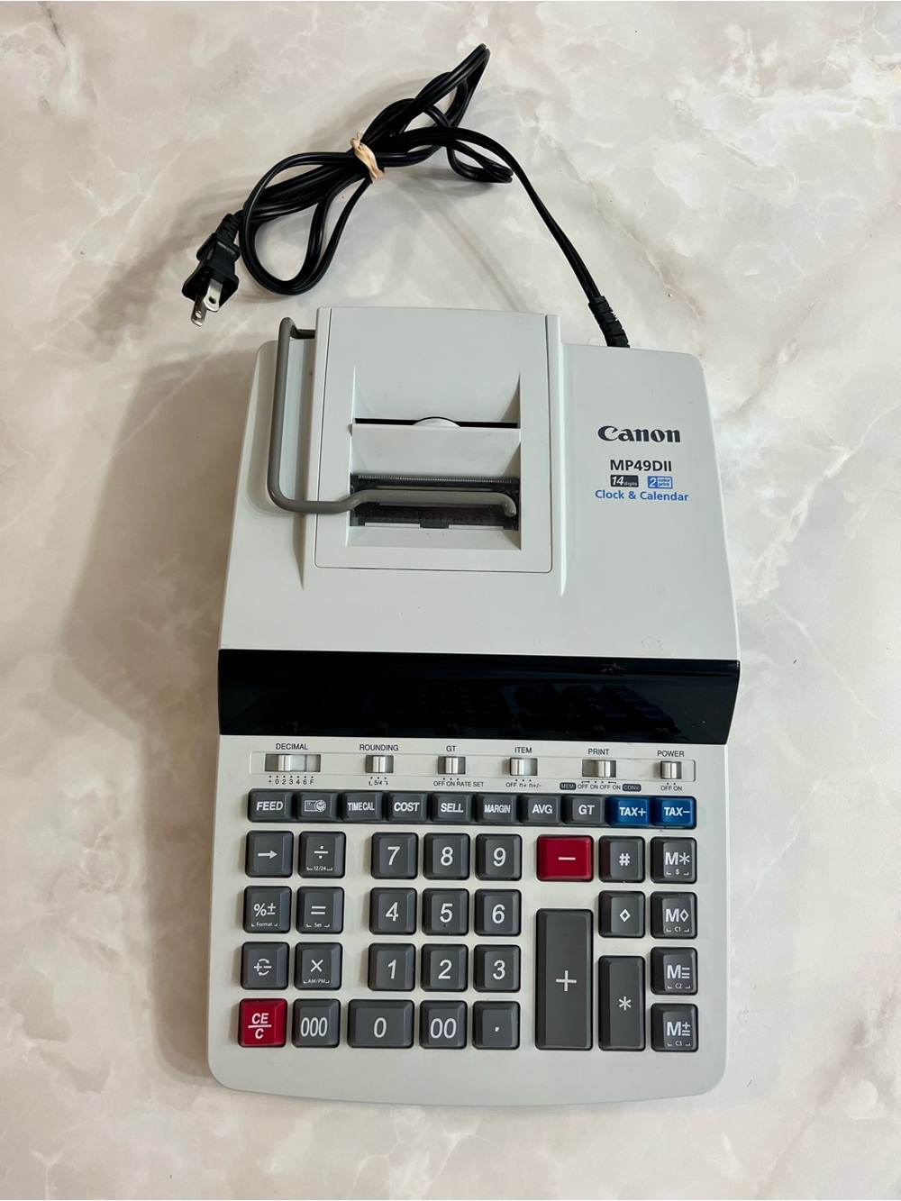 Canon MP49D Printing Calculator 14 Digits 2 Color Print Clock -Working Condition